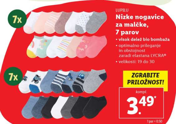 LUPILU Nizke nogavice za malčke, 7 parov