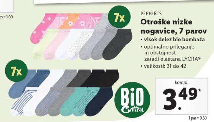 PEPPERTS Otroške nizke nogavice, 7 parov