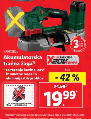 PARKSIDE Akumulatorska tračna žaga