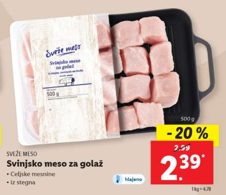 Svinjsko meso za golaž