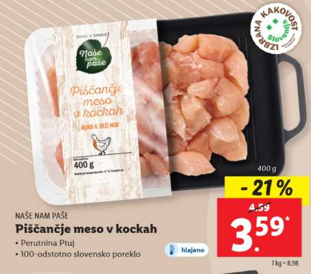 NAŠE NAM PAŠE Piščančje meso v kockah