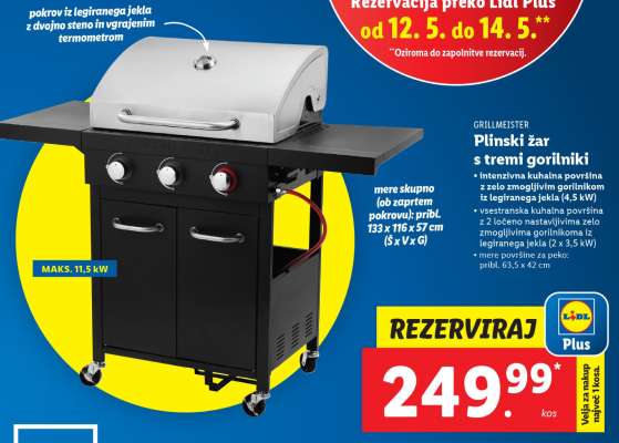GRILLMEISTER Plinski žar s tremi gorilniki