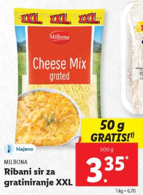 MILBONA Ribani sir za gratiniranje XXL