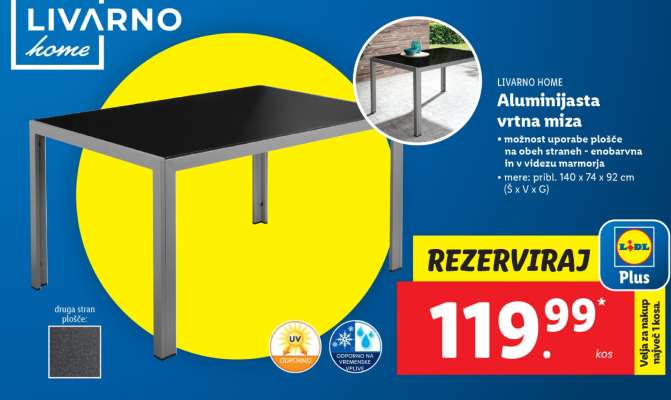 LIVARNO HOME Aluminijasta vrtna miza