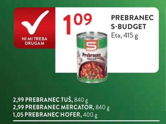 PREBRANEC S-BUDGET