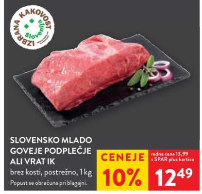 Slovensko mlado goveje podplečje ali vrat IK