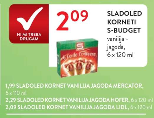 SLADOLED KORNETI S-BUDGET