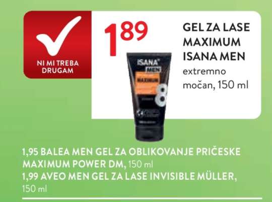 GEL ZA LASE MAXIMUM ISANA MEN