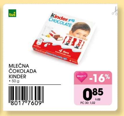 MLEČNA ČOKOLADA KINDER