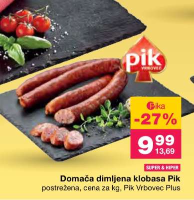Domača dimljena klobasa Pik