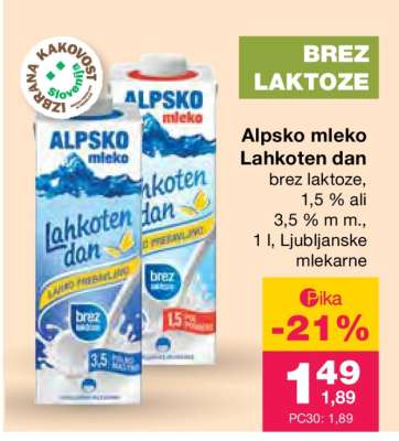 Alpsko mleko Lahkoten dan