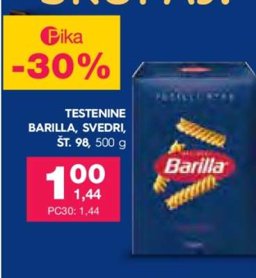 Testenine Barilla, Svedri, Št. 98, 500 g