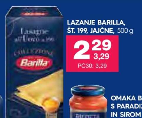 Lazanje Barilla, št. 199, jajčne
