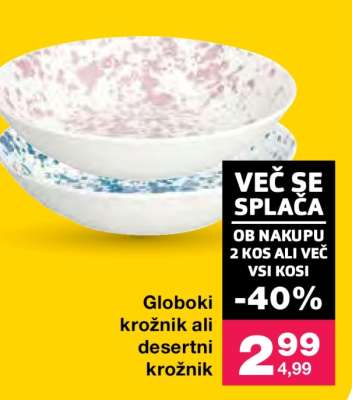 Globoki krožnik ali desertni krožnik