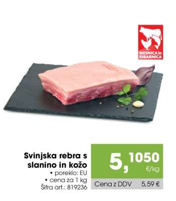 Svinjska rebra s slanino in kožo