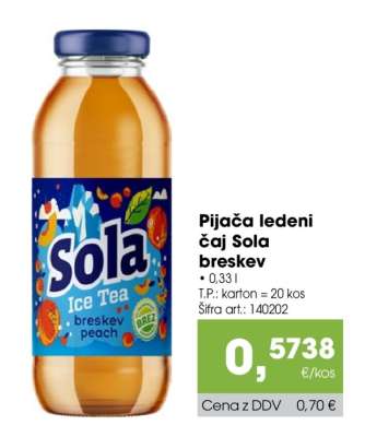 Pijača ledeni čaj Sola breskev