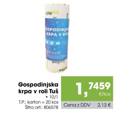 Gospodinjska krpa v roli Tuš