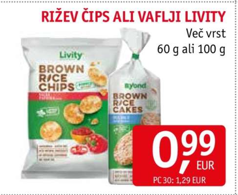 Rižev čips ali vaflji Livity