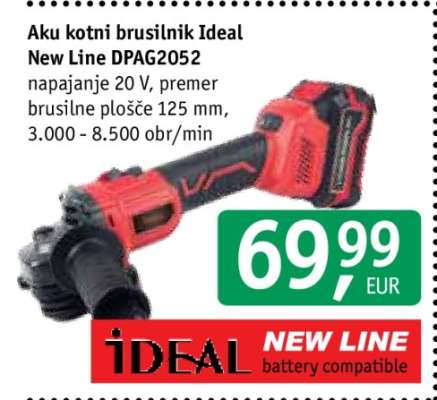 Aku kotni brusilnik Ideal New Line DPAG2052