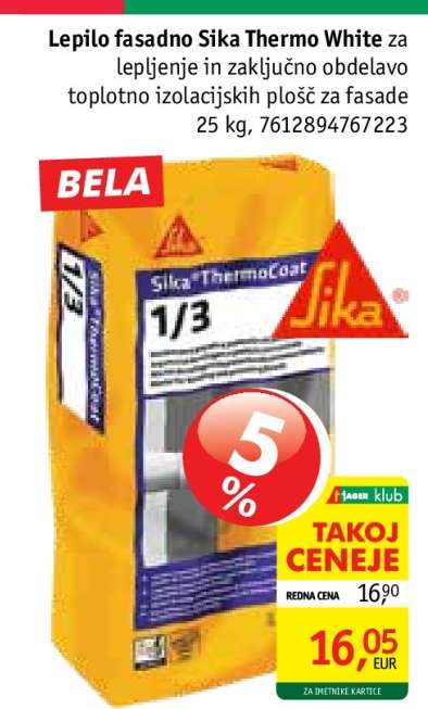 Lepilo fasadno Sika Thermo White