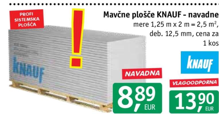 Mavčne plošče KNAUF - navadne