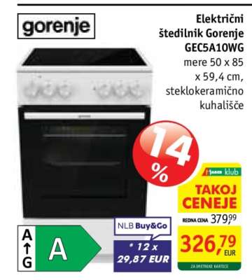 Električni štedilnik Gorenje GEC5A10WG