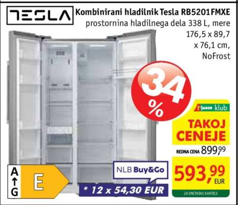 Kombinirani hladilnik Tesla RB5201FMXE