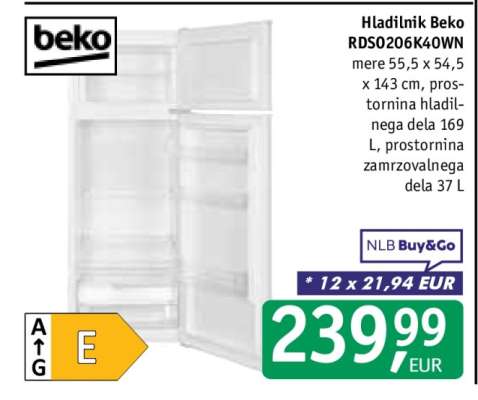 Hladilnik Beko RDS0206K40WN