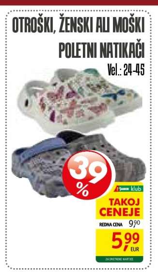 Otroški, ženski ali moški poletni natikači