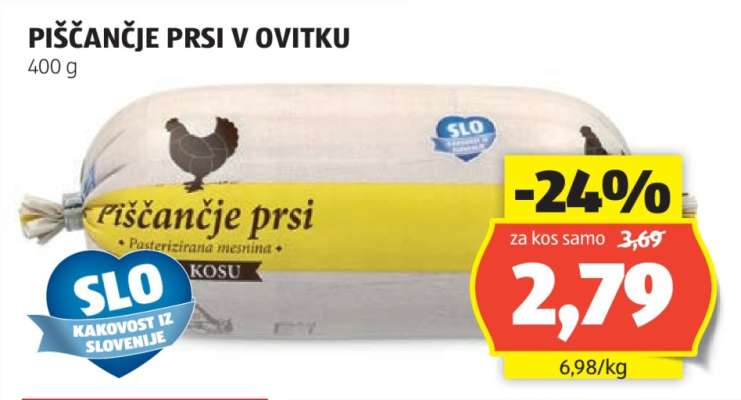 PIŠČANČJE PRSI V OVITKU