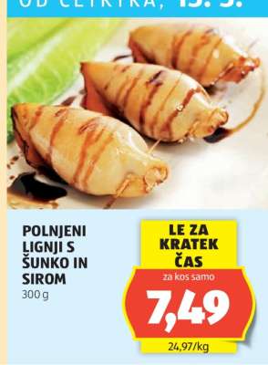 Polnjeni lignji s šunko in sirom
