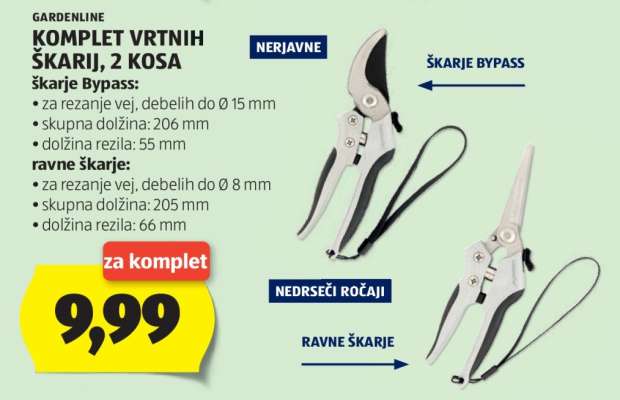 GARDENLINE Komplet vrtnh škarij, 2 kosa