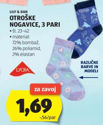 LILY & DAN Otroške nogavice, 3 pari