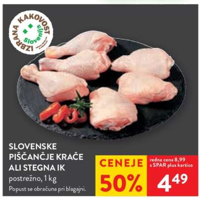 Slovenske piščančje krače ali stegna IK