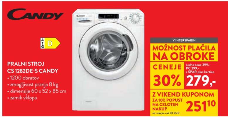 Pralni stroj CS 1282DE-S Candy