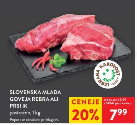 Slovenska mlada goveja rebra ali prsi IK