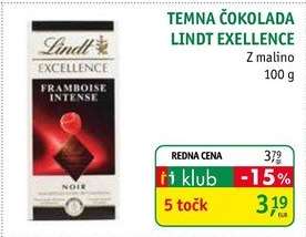 Temna čokolada Lindt Excellence z malino