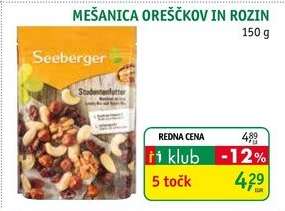 Mešanica oreškov in rozin