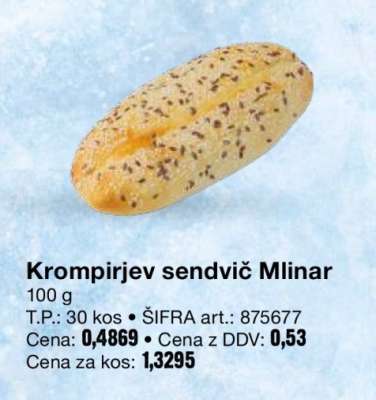 Krompirjev sendvič Mlinar