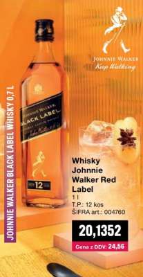 JOHNNIE WALKER BLACK LABEL WHISKY 0,7 L