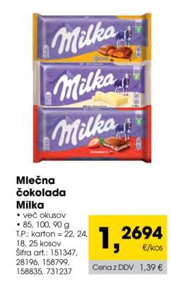 MLEČNA ČOKOLADA MILKA