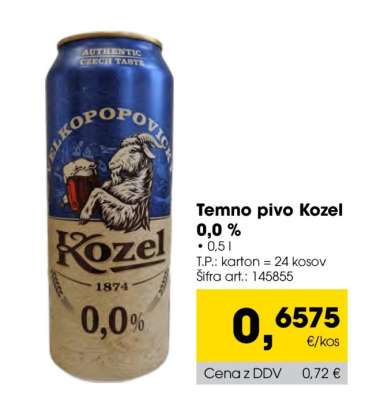 Temno pivo Kozel 0,0%