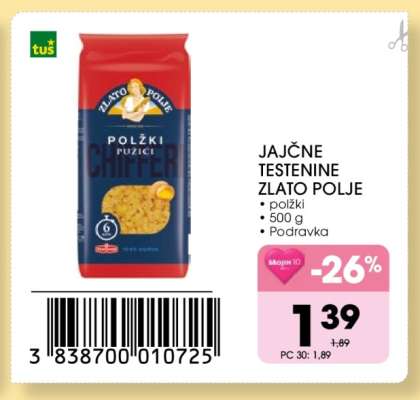 Jajčne testenine Zlato Polje