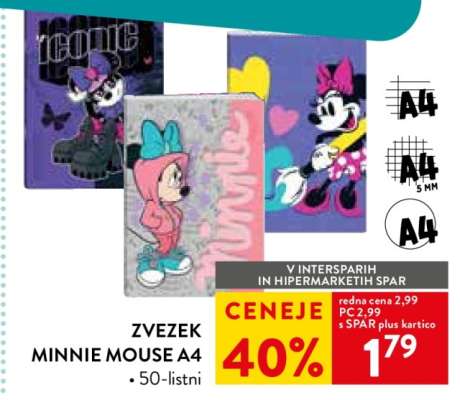 Zvezek Minnie Mouse A4