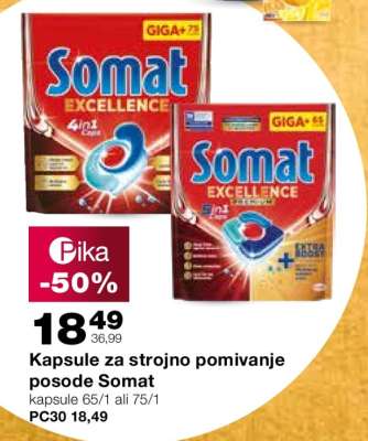 Kapsule za strojno pomivanje posode Somat