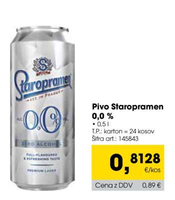 Pivo Staropramen 0,0 %