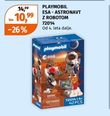 PLAYMOBIL ESA - ASTRONAVT Z ROBOTOM 72014