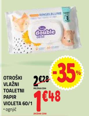 OTROŠKI VLAŽNI TOALETNI PAPIR VIOLETA 60/1