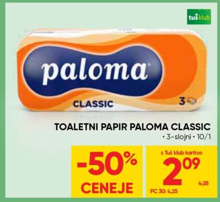 TOALETNI PAPIR PALOMA, CLASSIC