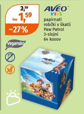 AVEŌ Kids papirnati robčki v škatli Paw Patrol